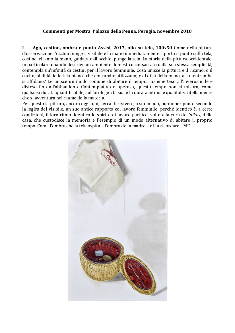 1 Prose di commento di MF per la mostra Tempo liberato Palazzo della Penna, Perugia
